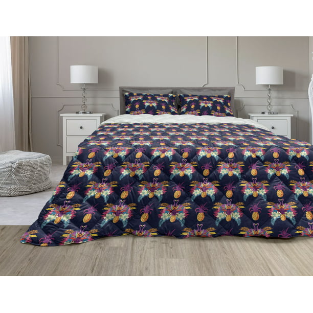 Uther Summer Quilts Twin Flamingos Printed Thin Comforter Cotton Filled Air Conditioning Blankets for Kids Adults